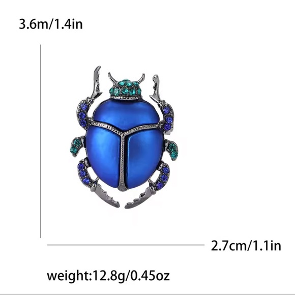 Royal Blue Green Beetle Brooch - Picture 5 of 5